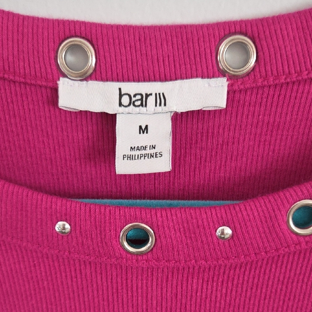 Bar III Fuchsia Tank Top with Silver Accents - Picture 2 of 2